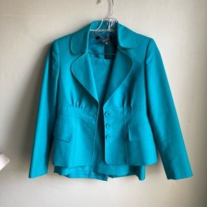 Anne Klein turquoise blazer and skirt suit two piece set business